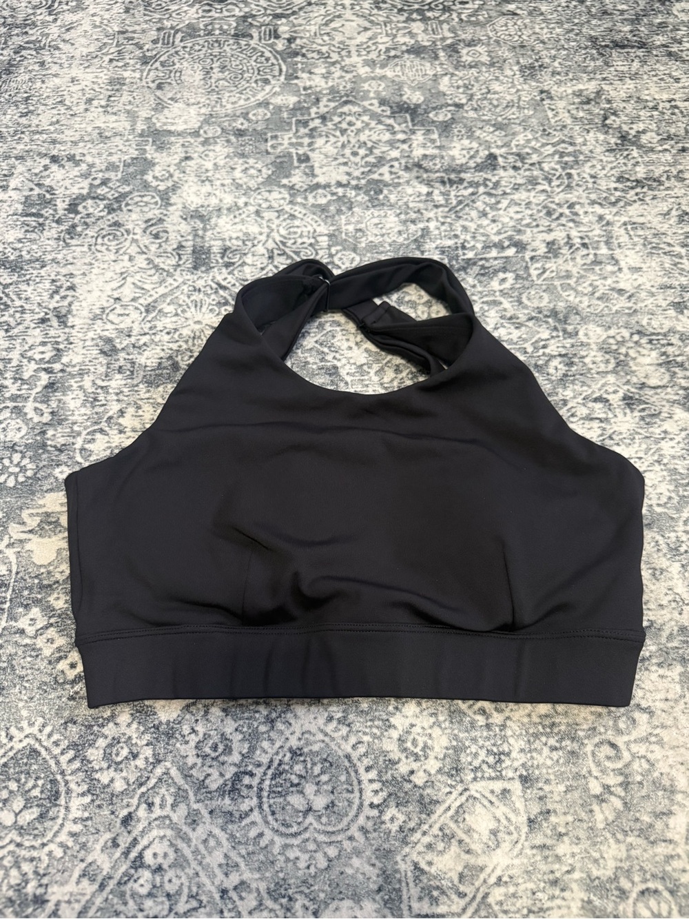 High-Neck Black Sports Bralette with Crossback Support